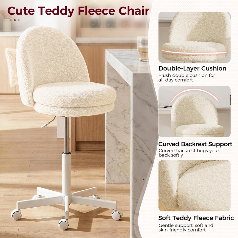 Velvet Tall Office Chair with Wheels Vanity Chairs with Back, Versatile Heigh... gallery