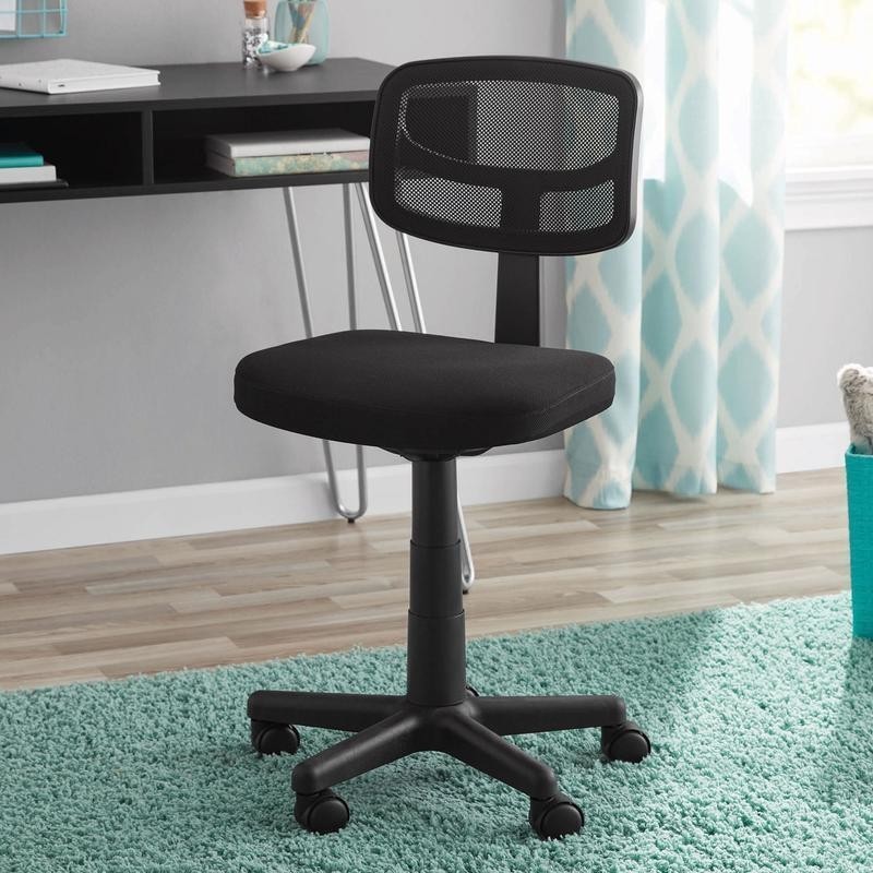 Mesh Task Chair Adjustable Height Padded Seat Durable Caster Wheels Office Black gallery