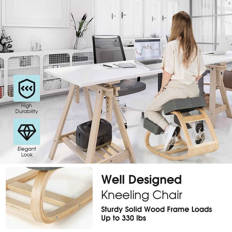 Ergonomic Kneeling Chair Rocking Stool Upright Posture Office Furniture Grey gallery