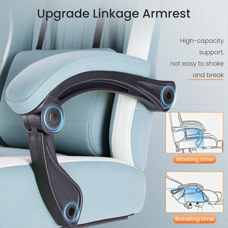 Ergonomic Gaming Chair with Footrest, Lumbar Support, and 360° Swivel Wheels gallery