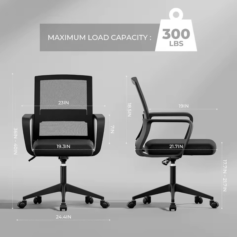 Office Chair Mid-Back Upholstery Mesh Height-Adjustable Armrests Executive gallery