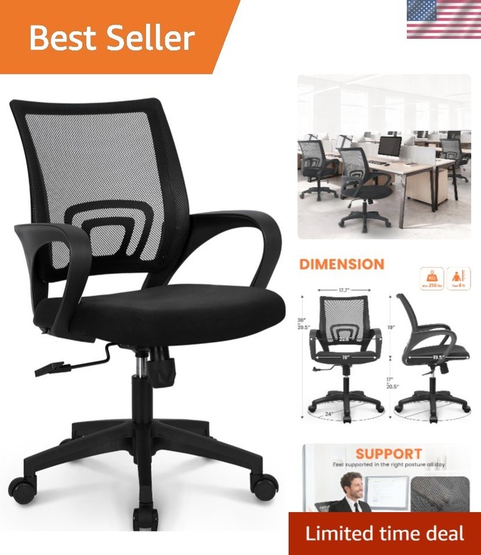 Breathable Mesh Gaming Chair with Adjustable Height & Comfortable Lumbar Support