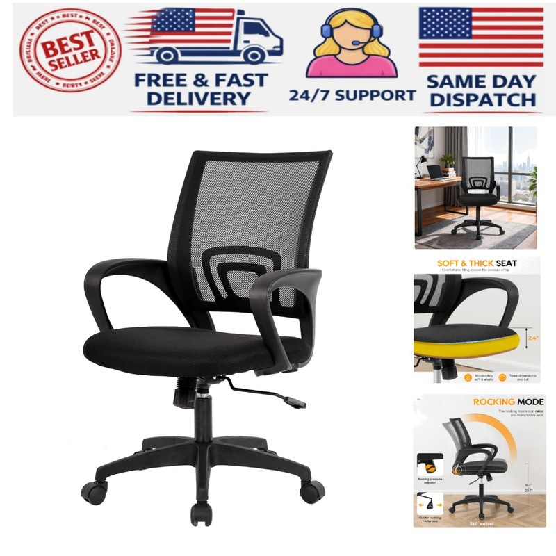 Ergonomic Mesh Office Chair with Lumbar Support & Custom Height | Black Beauty
