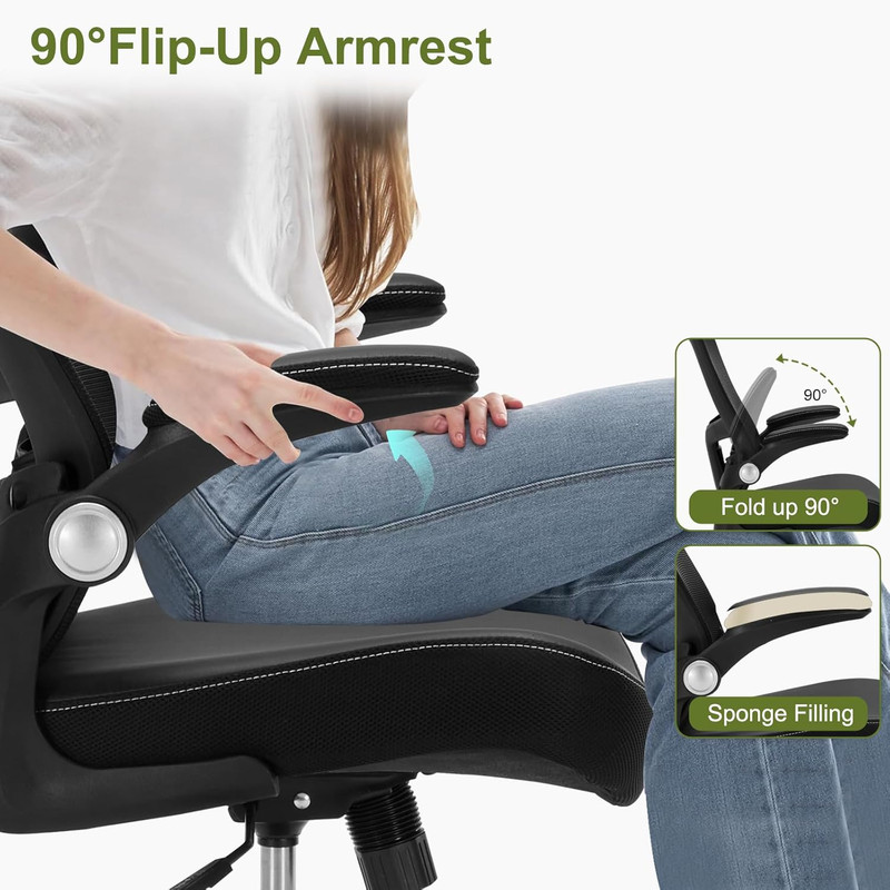 Ergonomic PU Leather Office Chair, 400Lbs Weight Capacity, Breathable Mesh Back, gallery