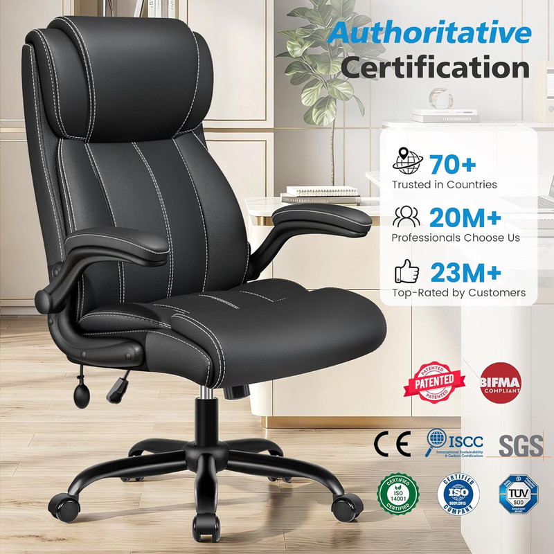 Executive Ergonomic Office Chair Inflatable Lumbar Leather Desk Chair gallery