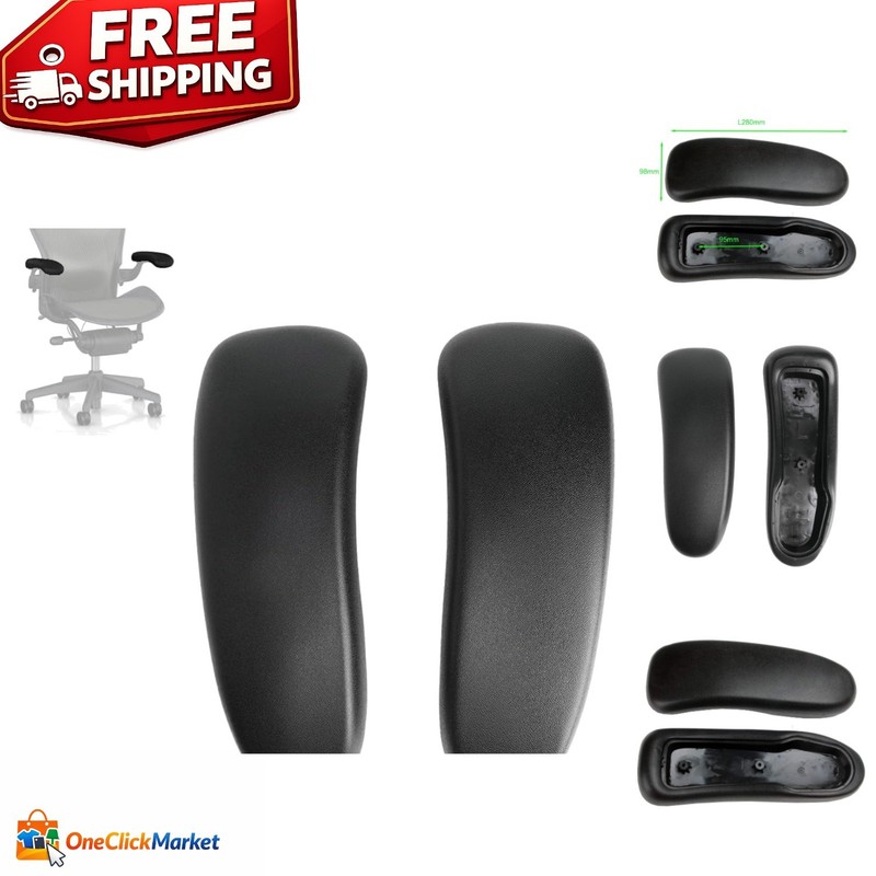 Stain Resistant Vinyl Arm Pads for Aeron Chair – Graphite Black Finish