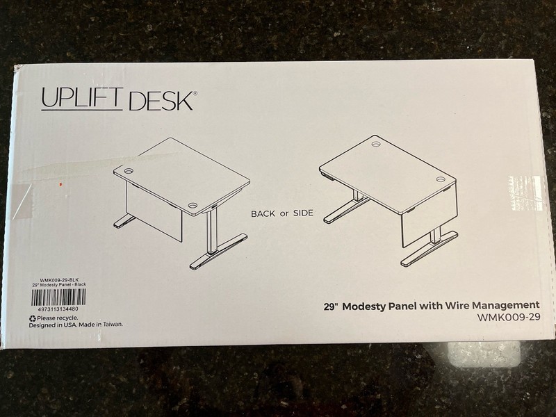 Uplift Desk 29” Modesty Panel with Wire Management Black WMK009-29-BLK