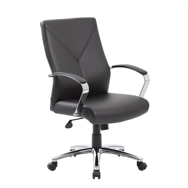 Scranton & Co Modern LeatherPlus Executive Office Chair in Black