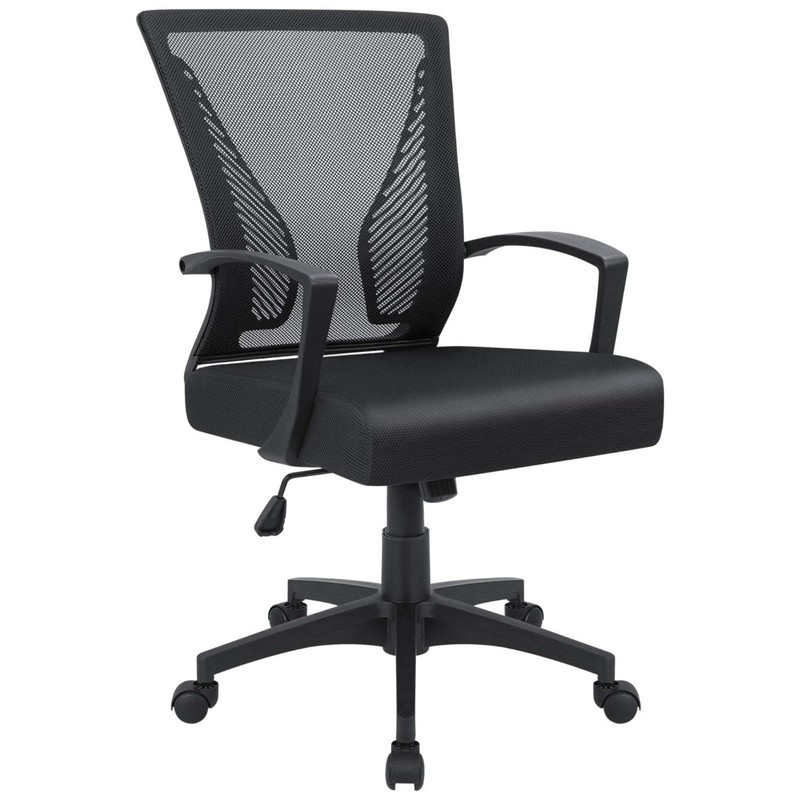 Ergonomic Mesh Office Chair with Lumbar Support, Mid Back, Swivel & Armrests - B gallery
