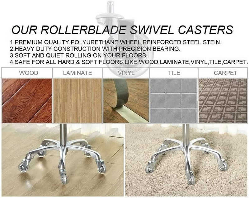 Adjustable Swivel Stool with Back Rest - Heavy Duty Rolling Chair (Coffee) gallery