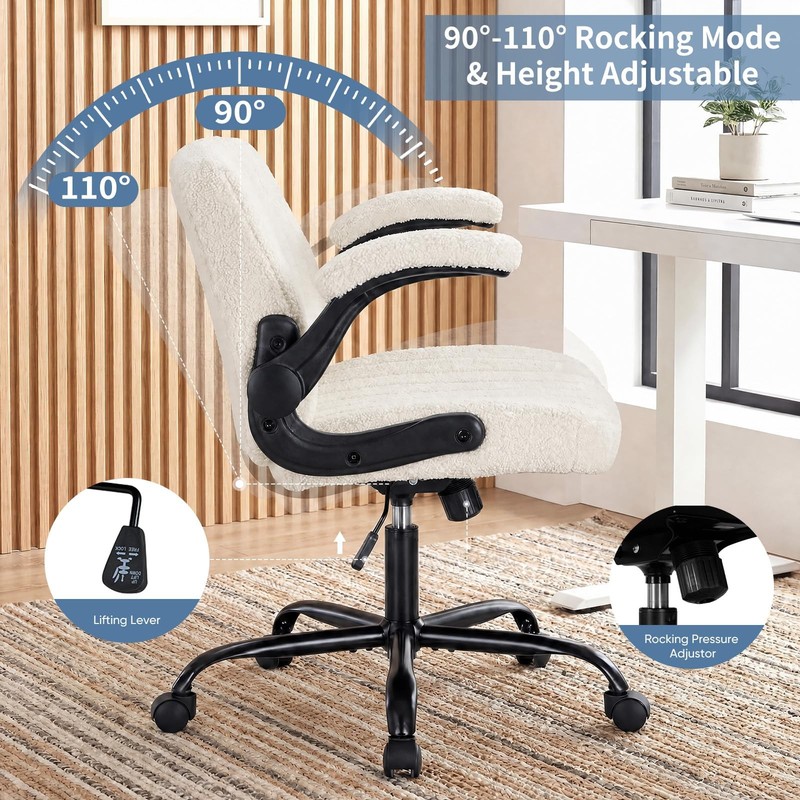 DUMOS Criss Cross Home Office Chair with Wheels, Wide Cross Legged Desk Vanit... gallery