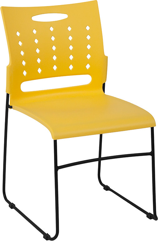 Heavy Duty Sled Base Yellow Plastic Office Guest Chair - Waiting Room Chair