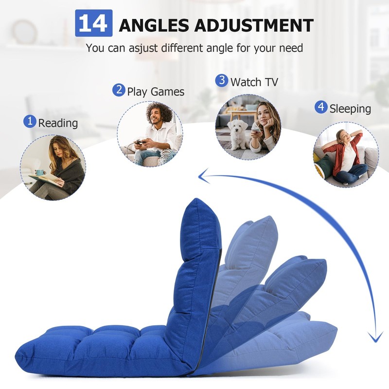 Silla De Juegos Con 14 Posiciones Y Soporte De Espalda Color Azul Pro gallery