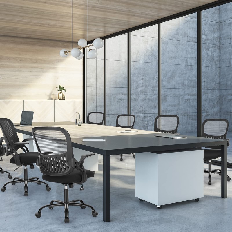 Ergonomic Mid-Back Desk Chair with Lumbar Support and Rolling Wheels, Black gallery