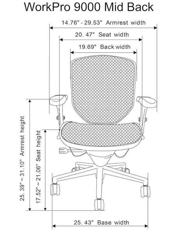Workpro Quantum 9000 Series Ergonomic Mid-Back Mesh Chair - Black gallery