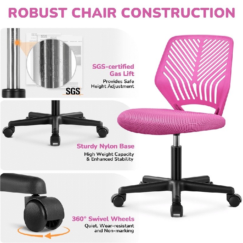 Ergonomic Office Chair Armless Adjustable Height Task Chair 300 lb Capacity New gallery