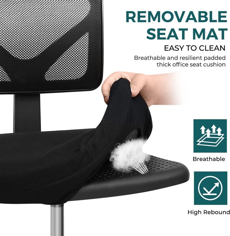 Armless Office Chairs with Wheels, Ergonomic Adjustable Home Desk Swivel Roll... gallery
