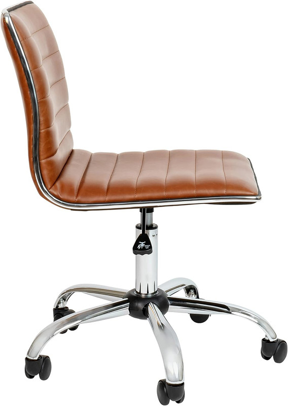 Stylish Brown Vinyl Office Task Chair with Chrome Frame and Ribbed Design gallery