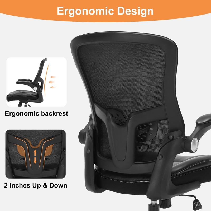 ® Ergonomic Office Chair, Adjustable Flip-Up Armrest Desk Chair with Lumbar ,... gallery
