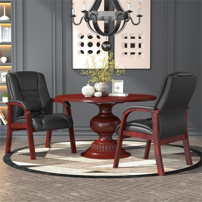 Scranton & Co Mid Back CaressoftPlus Guest Chair with Cherry Wood Finish gallery
