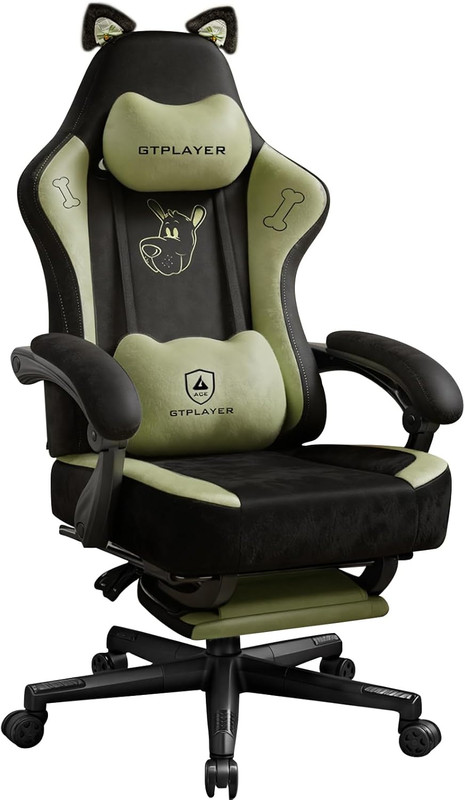 GTPOFFICE Cute Gaming Chair with Cat Ears, Ergonomic Computer Chair with Footres