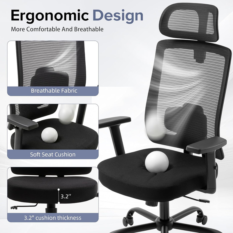 Ergonomic Mesh Office Chair with Headrest and Adjustable Flip-Up Arms gallery