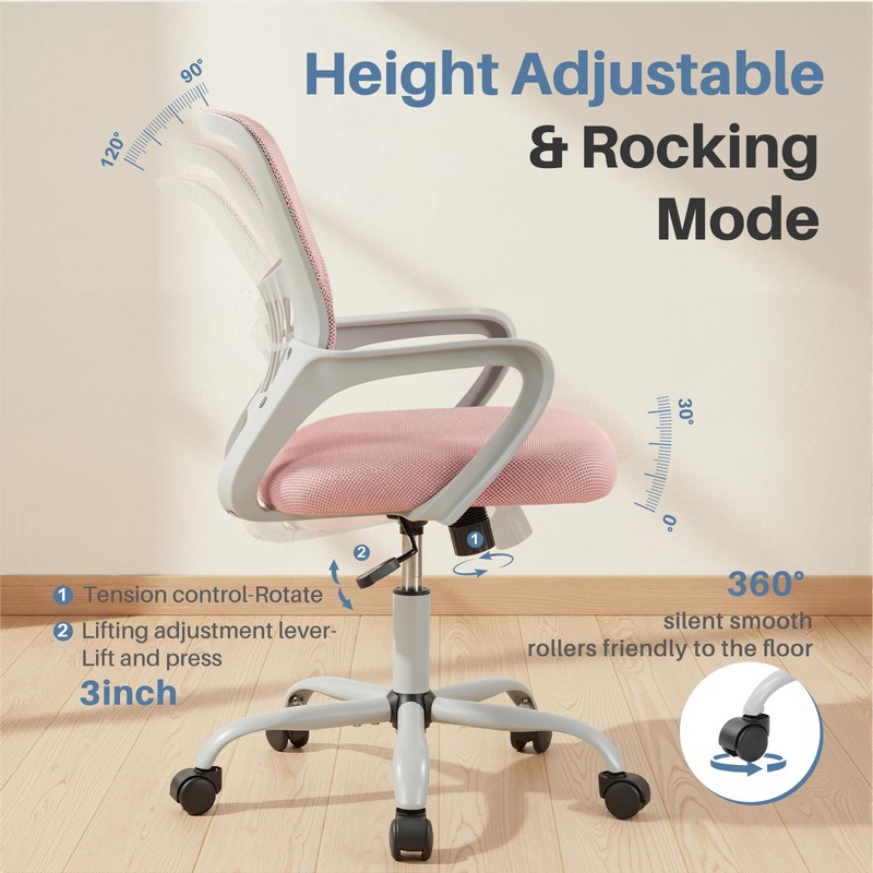 MCQ Fixed Armrest Office Desk Chair Ergonomic Mid Back with Lumbar Support... gallery