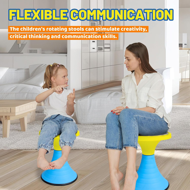 Color Block Kids Wobble Stool, 360° Swivel Chair for Home & Classroom, Yellow gallery