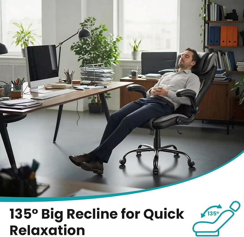 Ergonomic Big & Tall Executive Office Chair 400lbs - Comfort & Support in Grey gallery