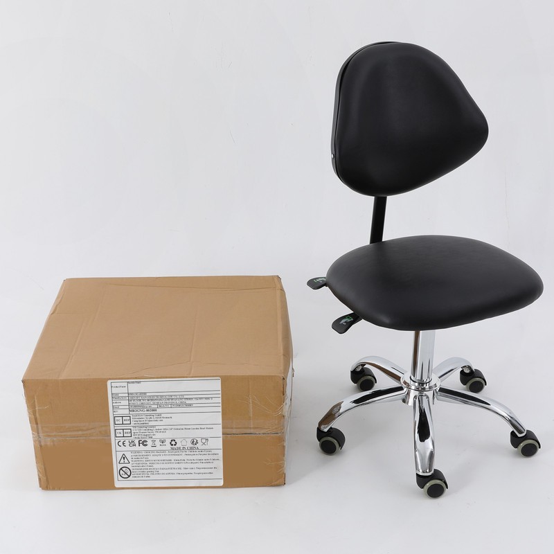 Adjustable Saddle Swivel Chair Ergonomic Rolling Stool w/ Backrest for Office gallery