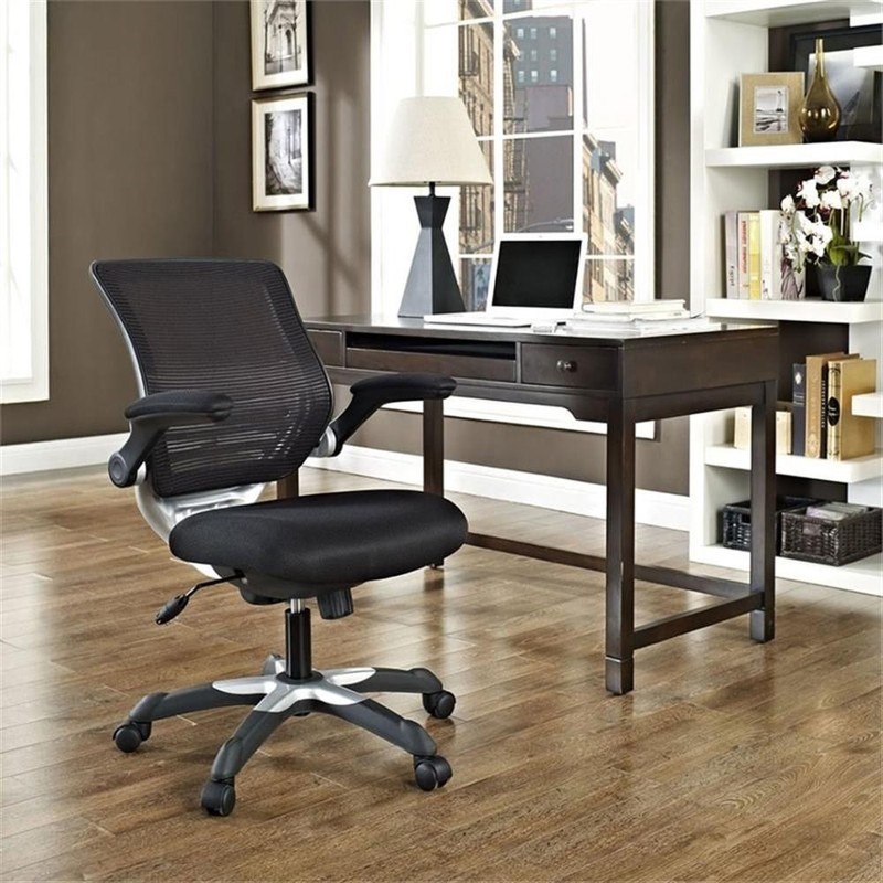 Scranton & Co Modern Sponge/Fabric Office Chair with Flip-Up Arms in Black gallery