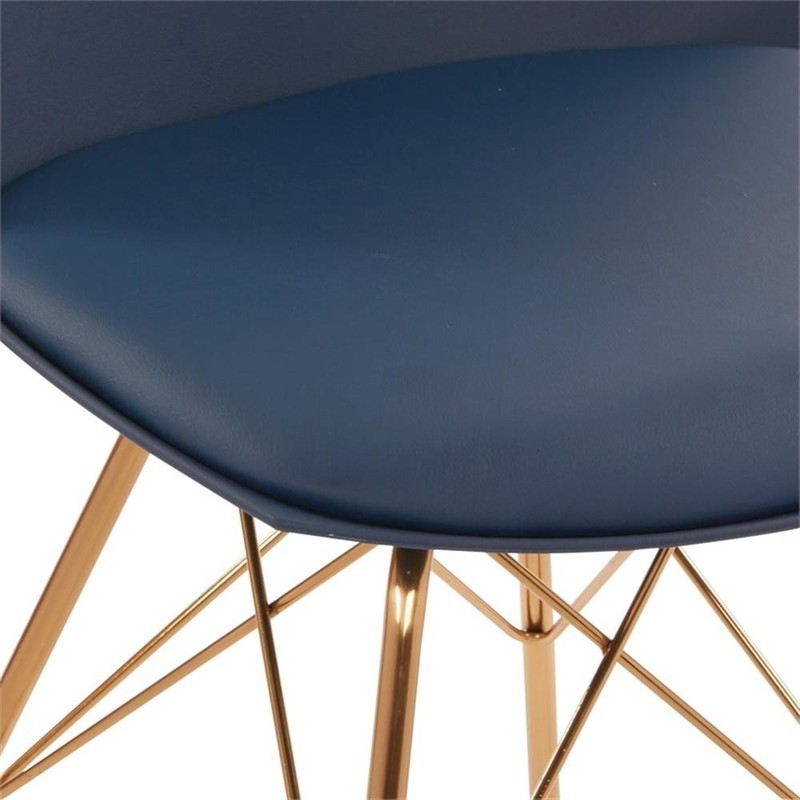 Scranton & Co Modern Bucket Chair in Navy Blue Faux Leather – Gold