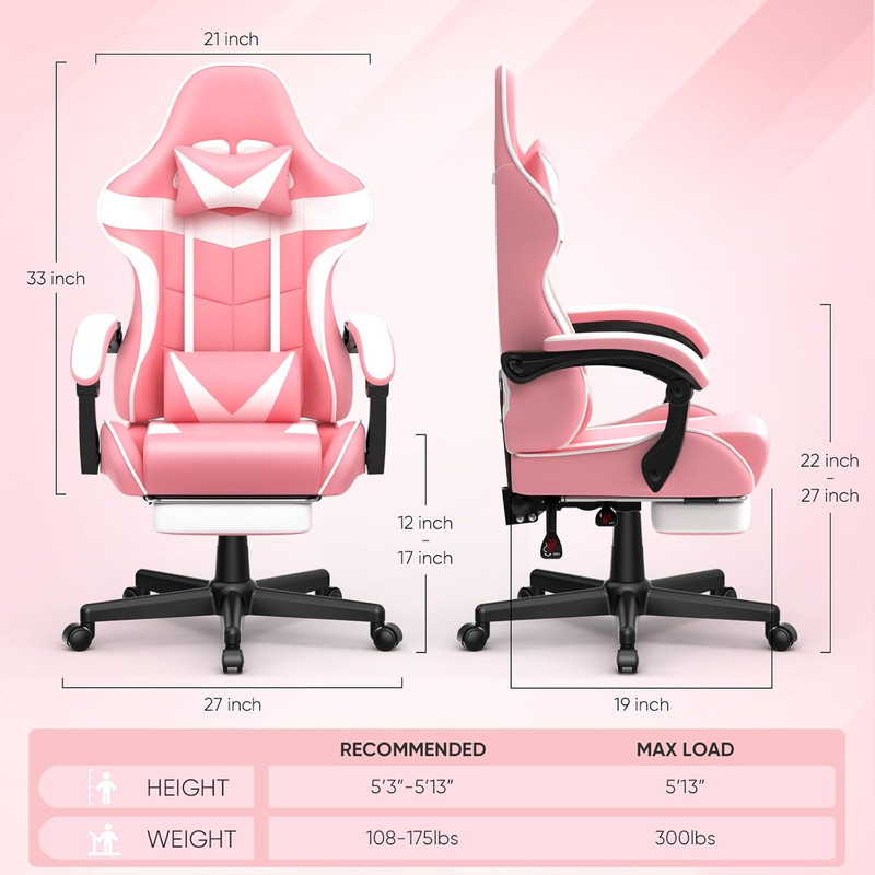 Huracan Gaming Chair with Footrest, Ergonomic Computer Chair Lumbar Support gallery