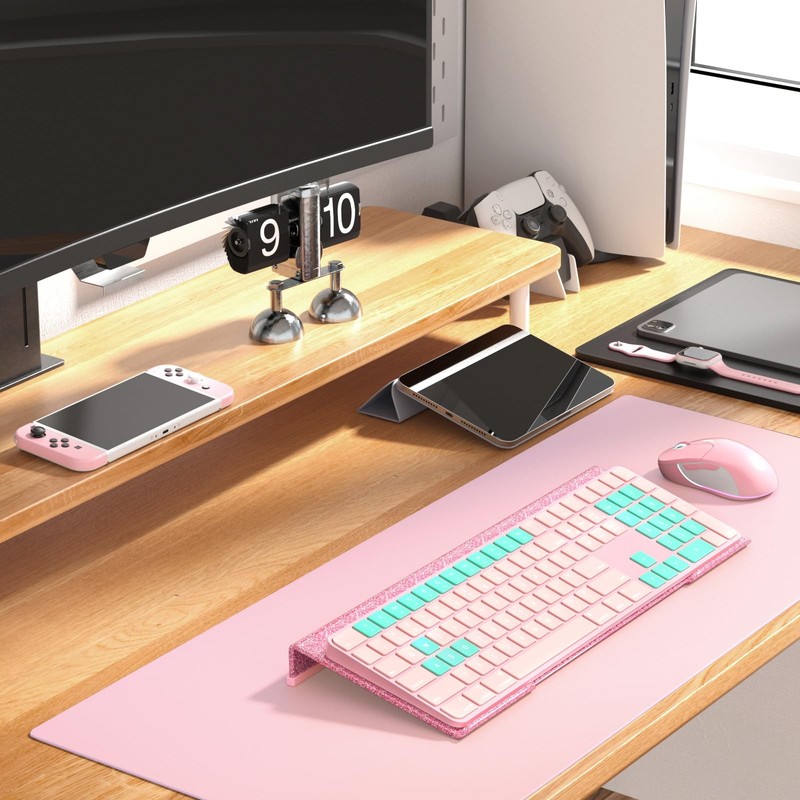 Computer Keyboard Stand Ergonomic Riser Acrylic Tilted Glitter Pink 17 Inch gallery