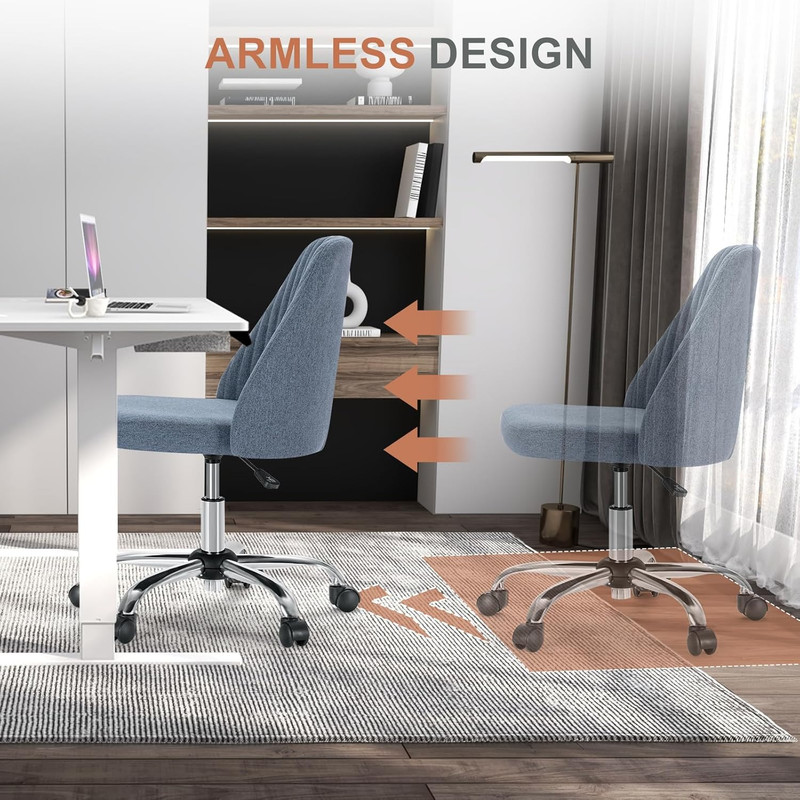 Office Chair, Comfy Desk Chair Rolling Vanity Swivel Task Chairs with Wheels, Wi gallery