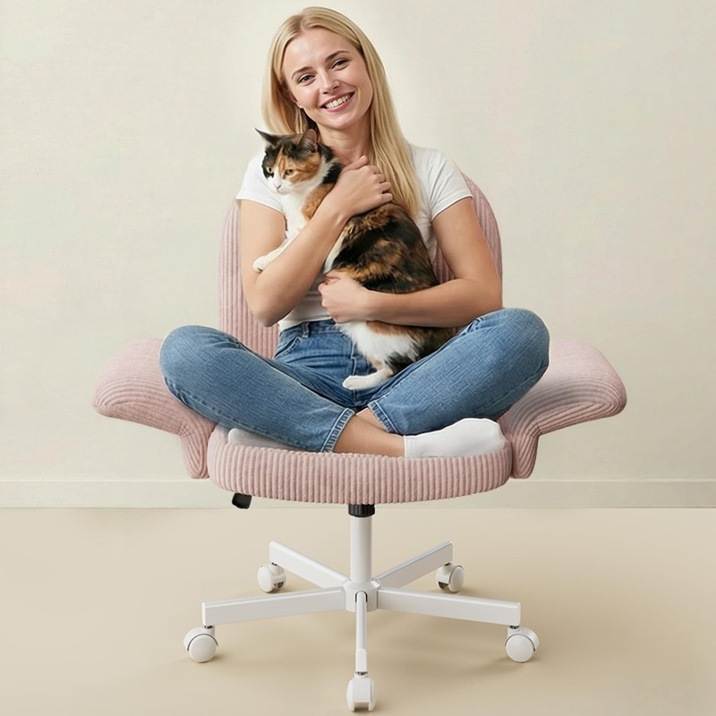 Criss Cross Office Chair for Women, Cross Legged Desk Chair with Adjustable A…