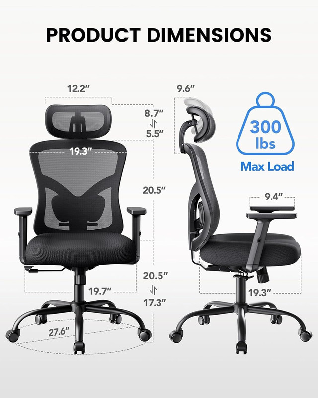 Ergonomic Office Chair with Padded Lumbar Support, 2D Headrest, Adjustable Armre gallery