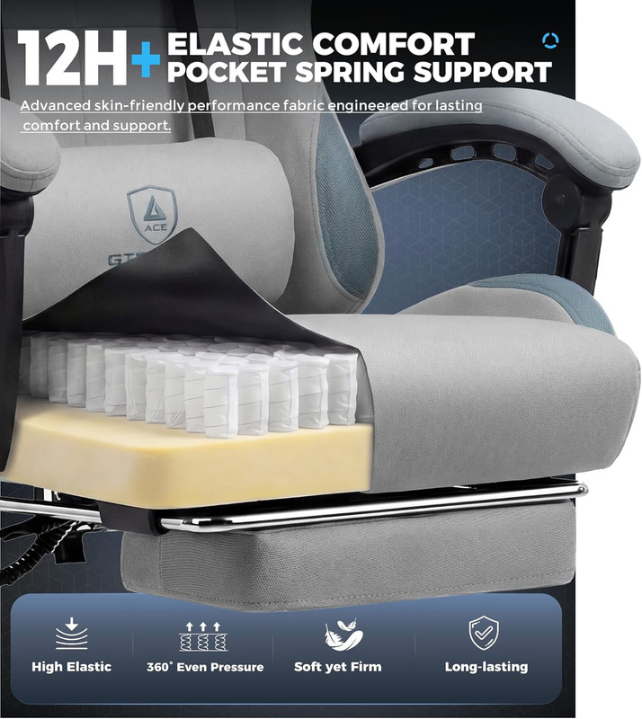 Gaming Chair Fabric with Pocket Spring Cushion,Computer Office Chair with Lumbar gallery