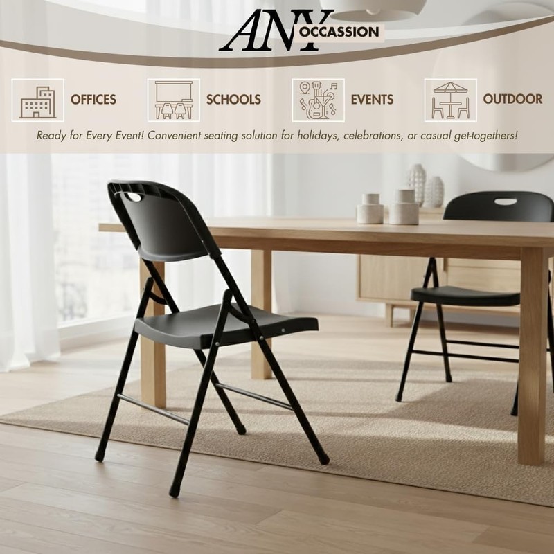 4-Pack Heavy Duty Plastic Folding Chair, 450 lbs Capacity Foldable Chairs gallery