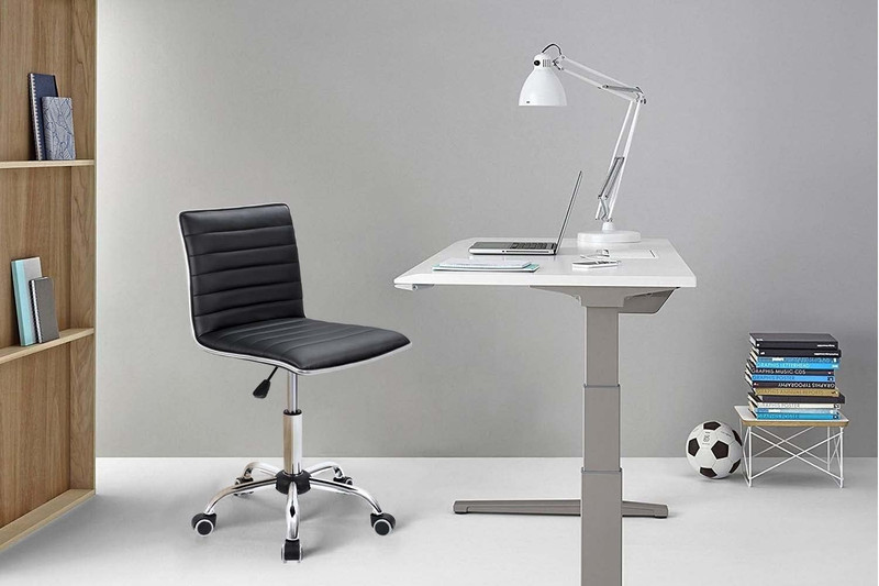 Mid Back Task Chair, Low Back Leather Swivel Office Chair, Vanity Chair gallery
