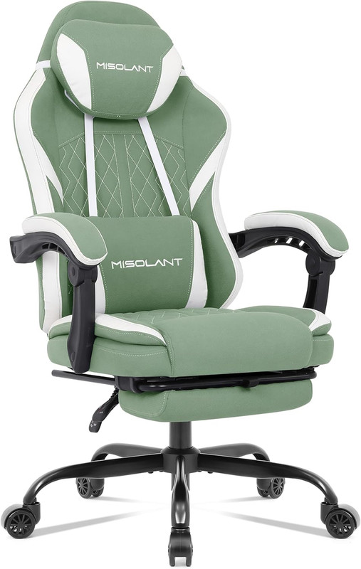 Misolant Gaming Chair, Fabric Gamer Chair with Footrest for Adults, High Back Er