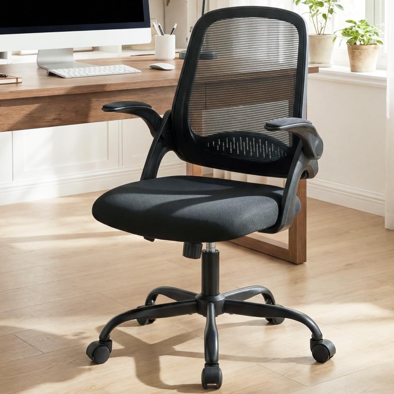 Ergonomic Mesh Office Chair with Flip-up Arms, Lumbar Support, Adjustable Height gallery