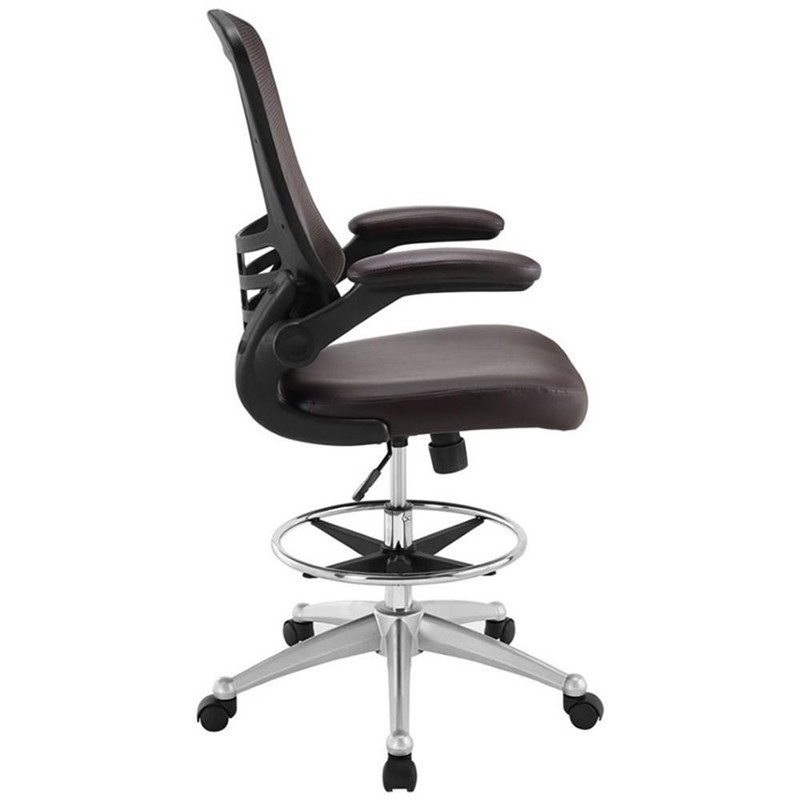 Modway Attainment Modern Vinyl Drafting Chair in Brown Finish gallery