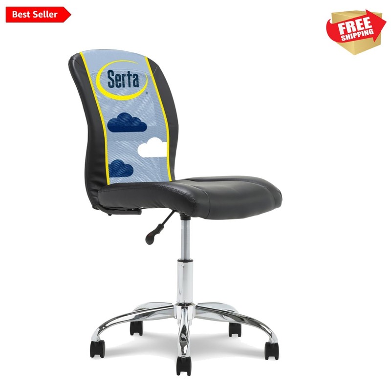 Essential Armless TaskChair, Small Desk Chairs with Wheels, Breathable Mesh B…