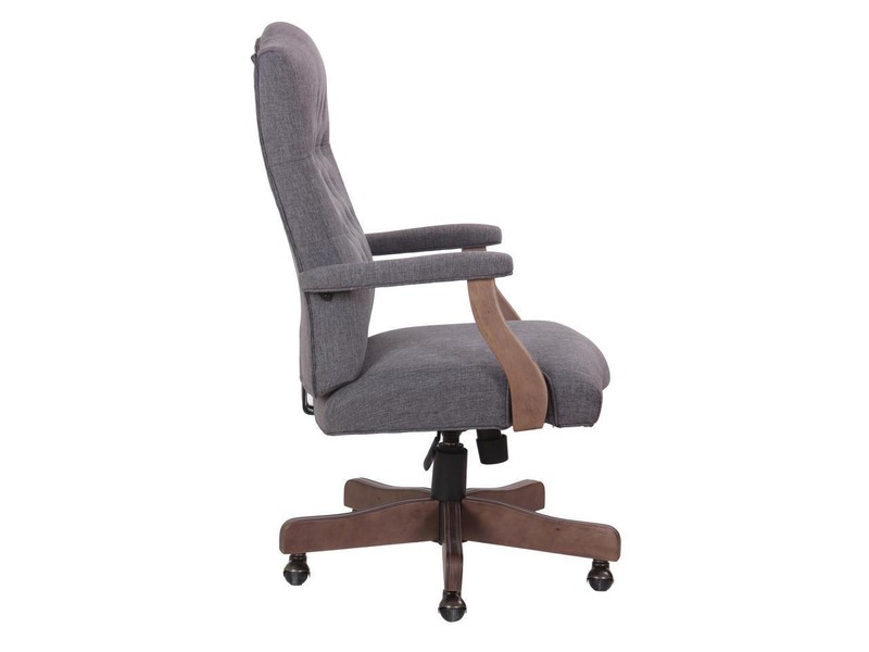 BOSS Executive Slate Grey Commercial Grade Linen Chair With Driftwood Finish Fra gallery