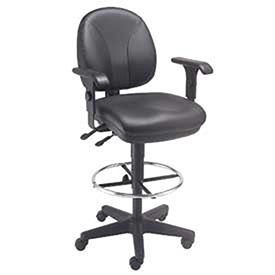 Leather Stool – Task Synchro Mechanism – 360176; Footrest with Armrests Black