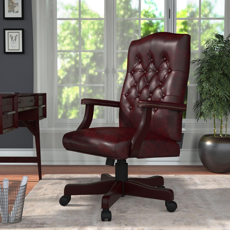 Boss Office Traditional High Back Faux Leather Tufted Executive Chair in Oxblood gallery