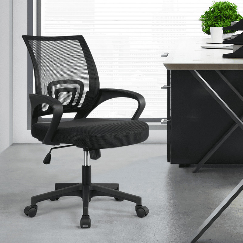 Adjustable Ergonomic Mid-Back Mesh Office Chair with Armrests, Black gallery