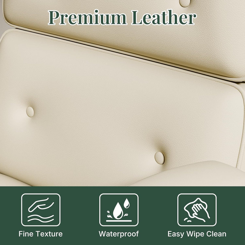 High Back Ergonomic Leather Office Chair, Adjustable Height, Beige gallery