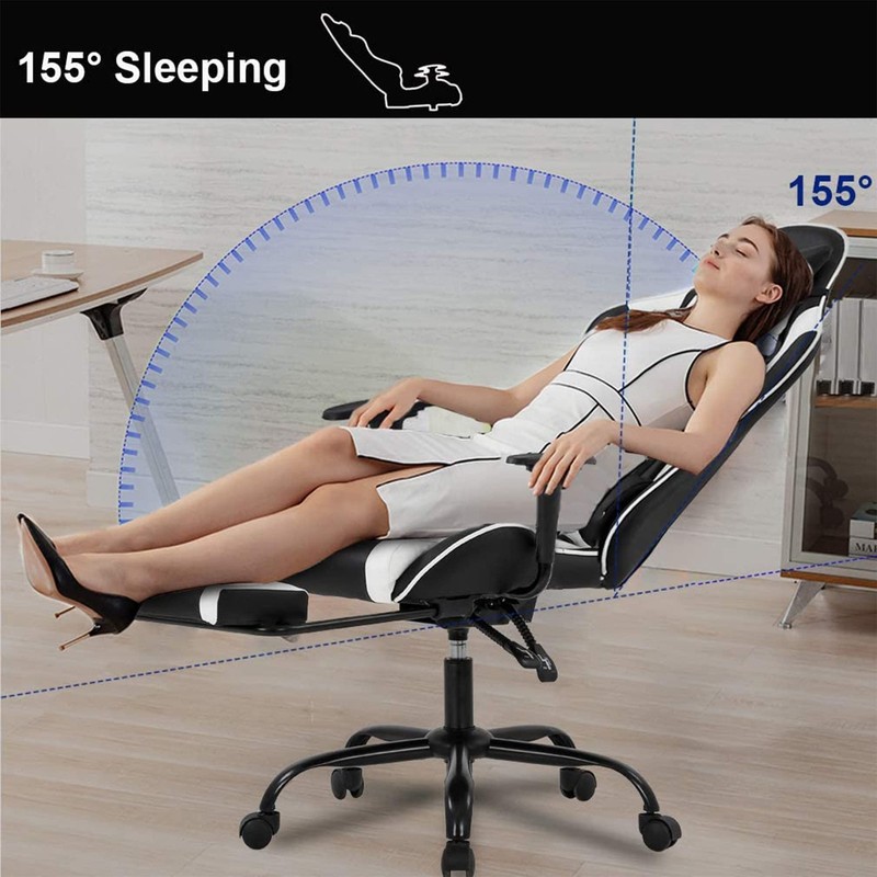 Gaming Chair with Footrest, Ergonomic Office Chair, Adjustable Swivel Leather gallery
